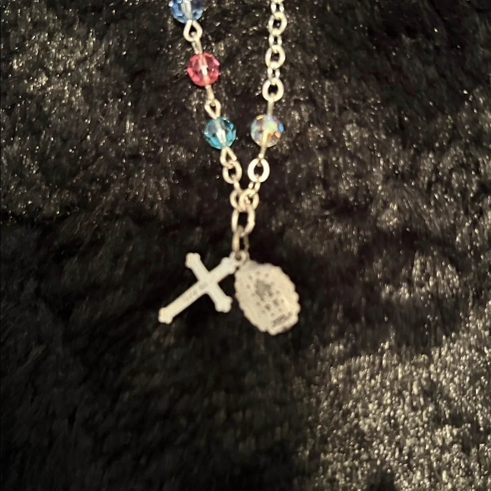 Creed Rosary Co. Multicolor Bead Prayer Bracelet with Cross and Medal for child